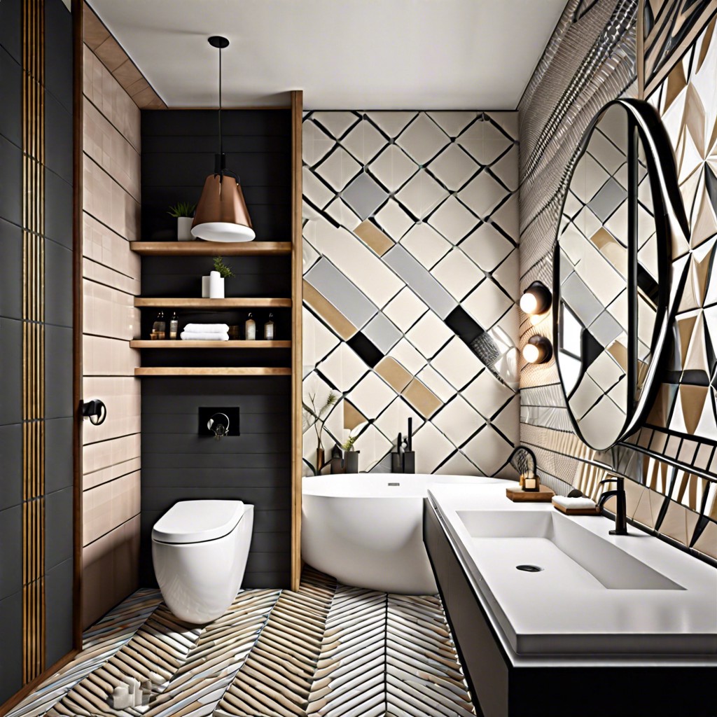 geometric patterned porcelain tiles