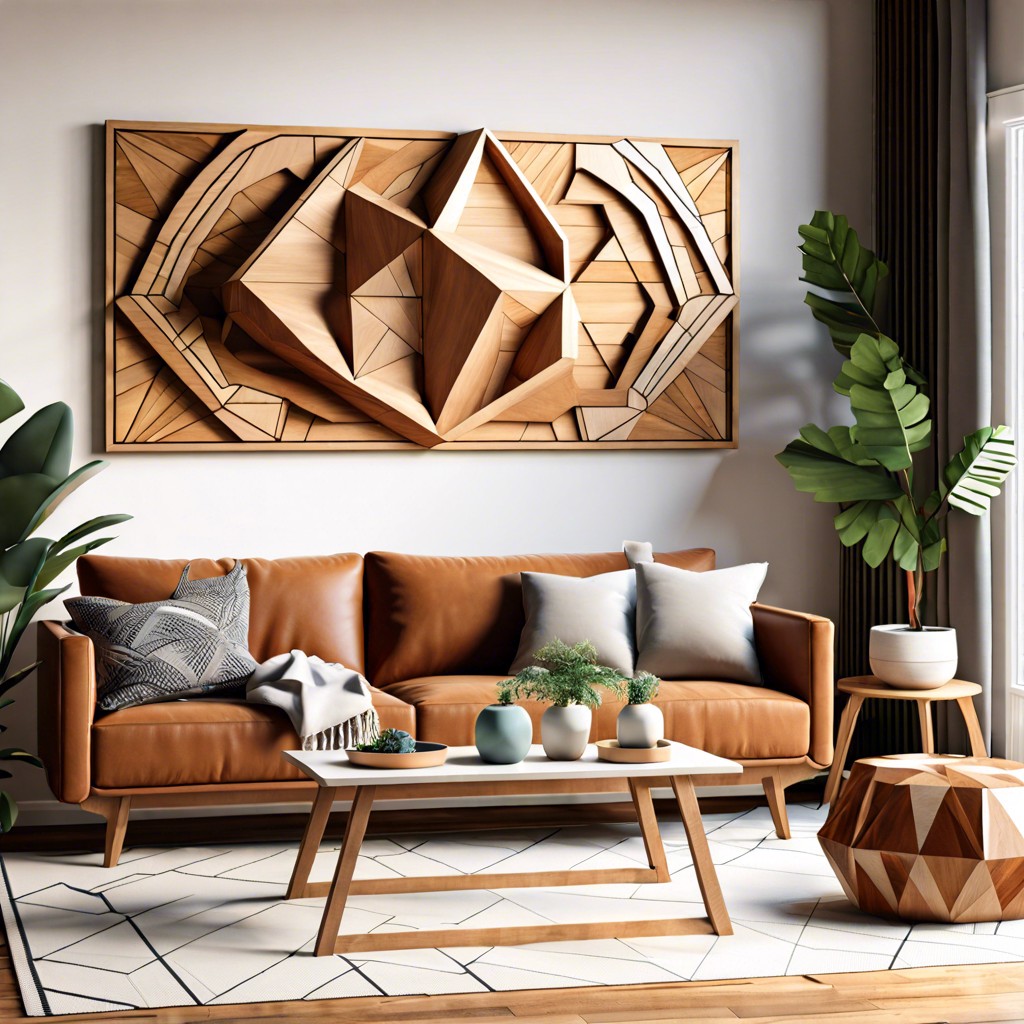 geometric wood art installations