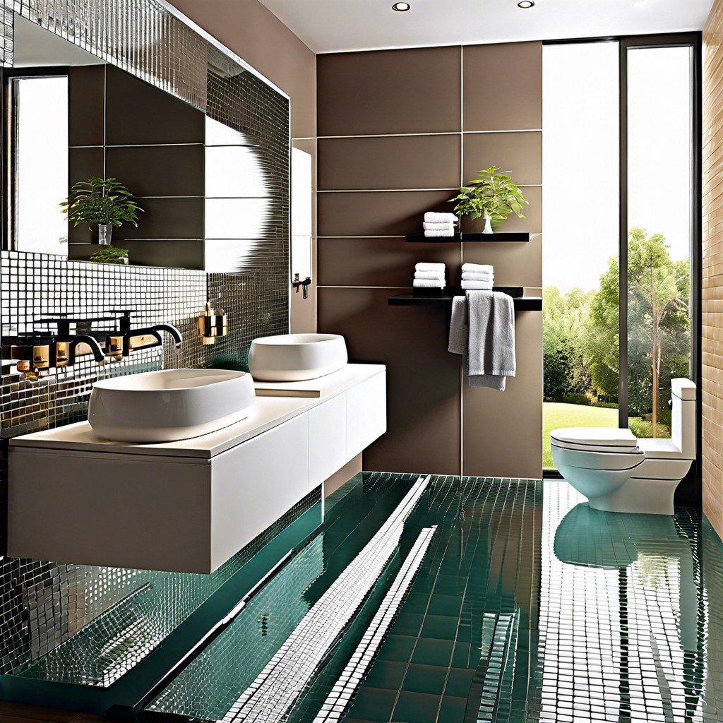 glass tiles to reflect more light and enhance space