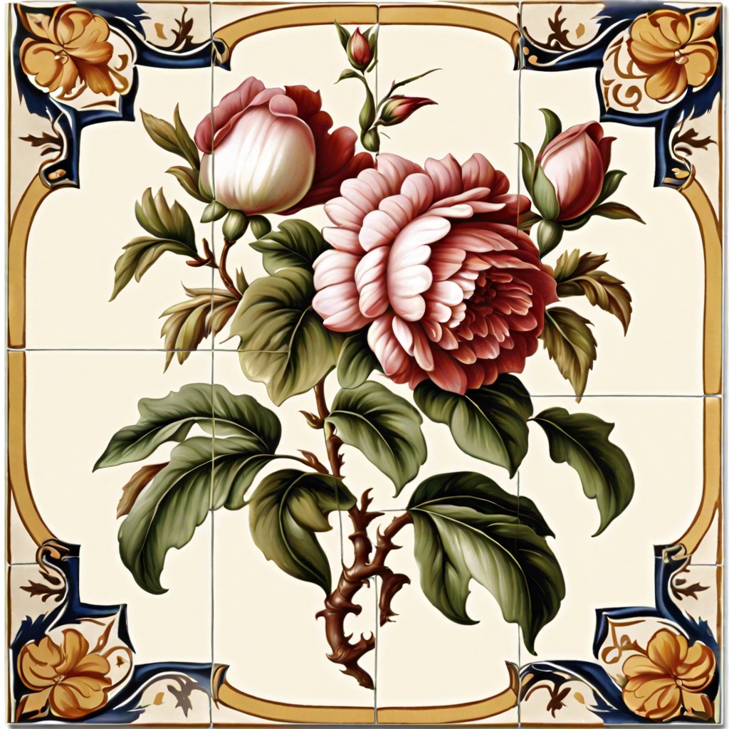 glazed porcelain tiles with floral patterns