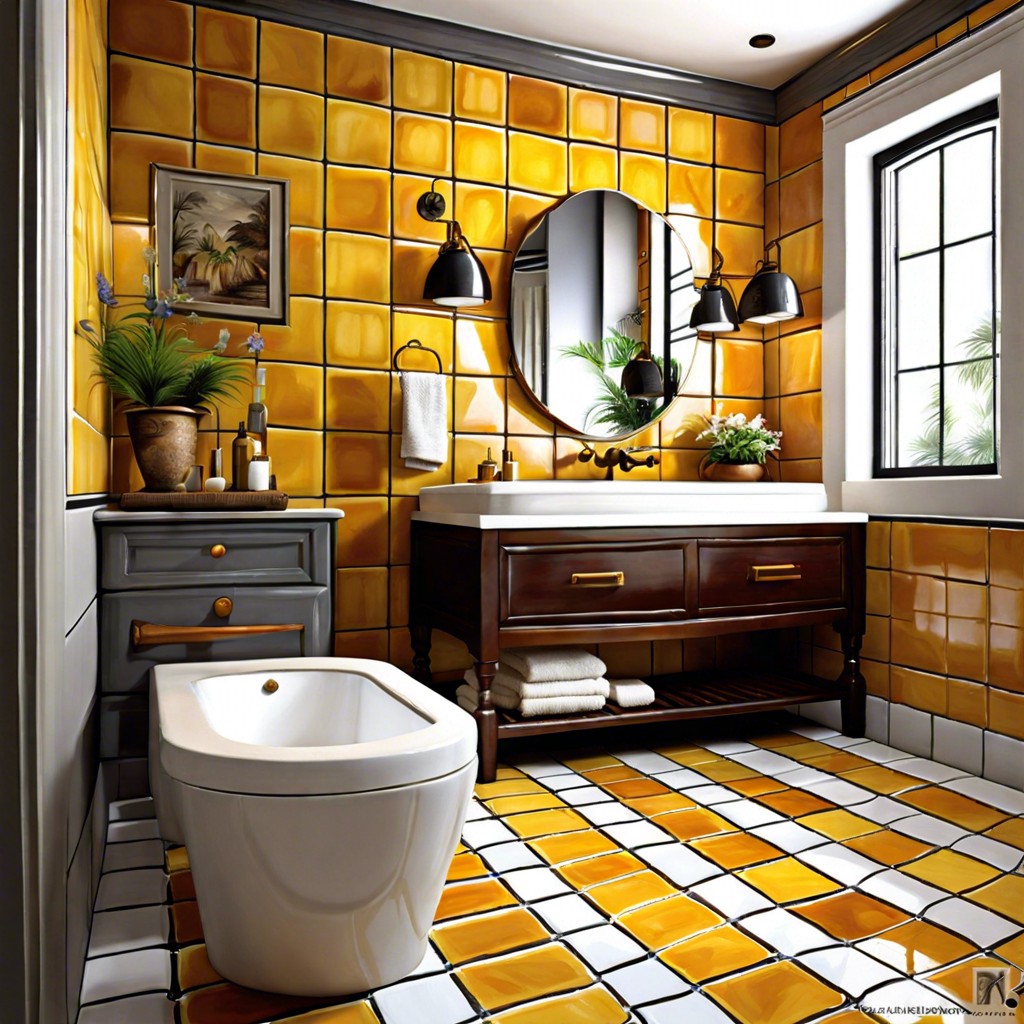 glazed tiles with hand painted designs