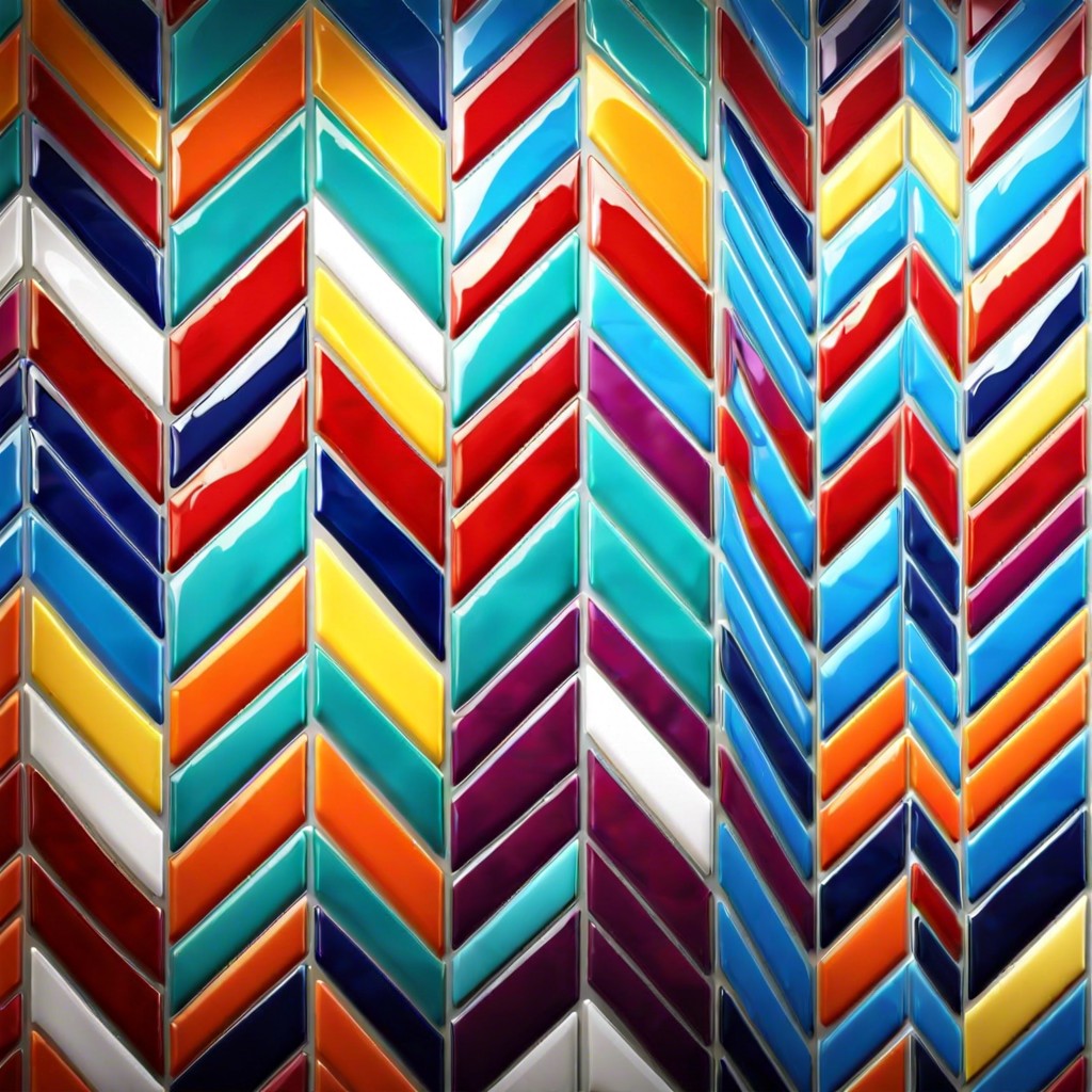 glossy chevron pattern tiles