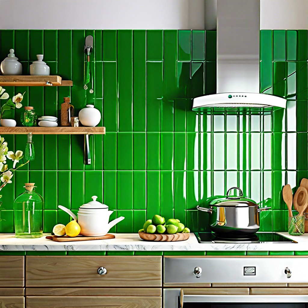 glossy emerald green tiles