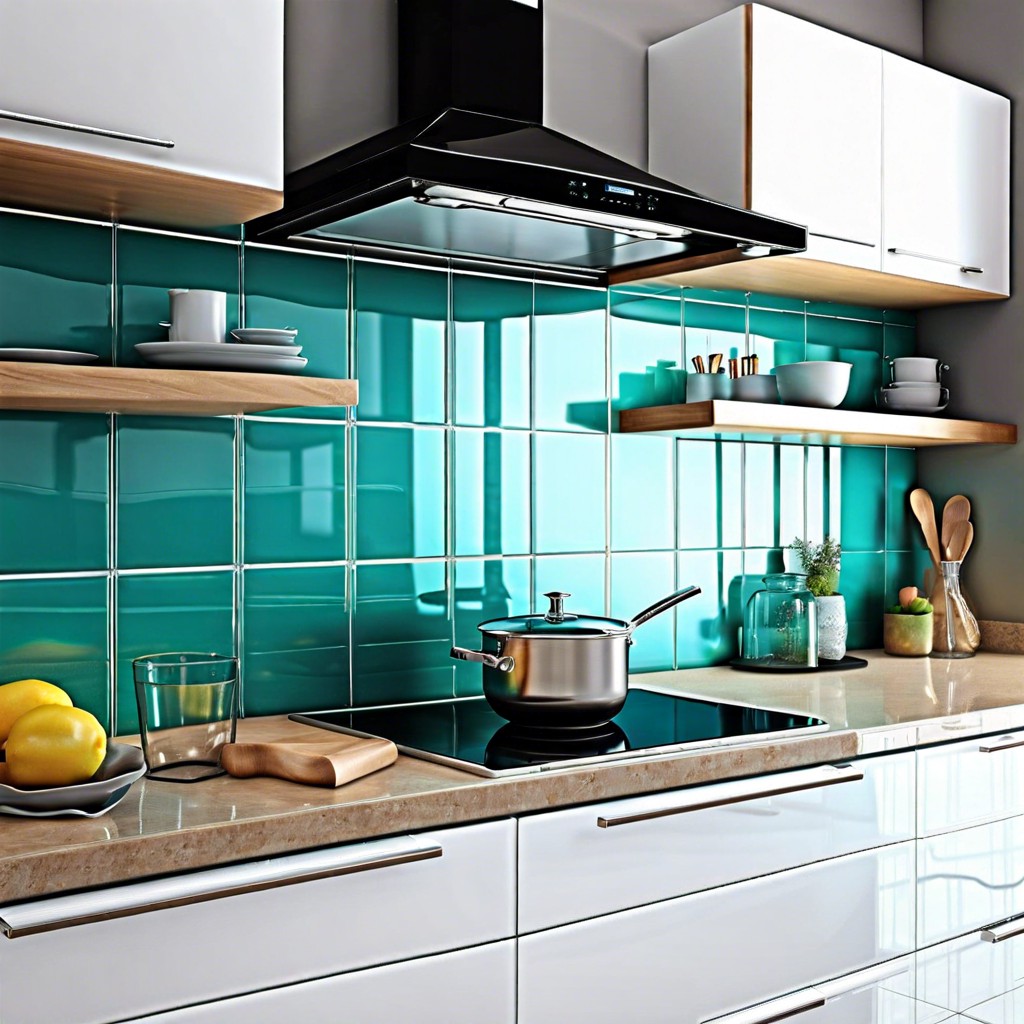 glossy teal glass tiles