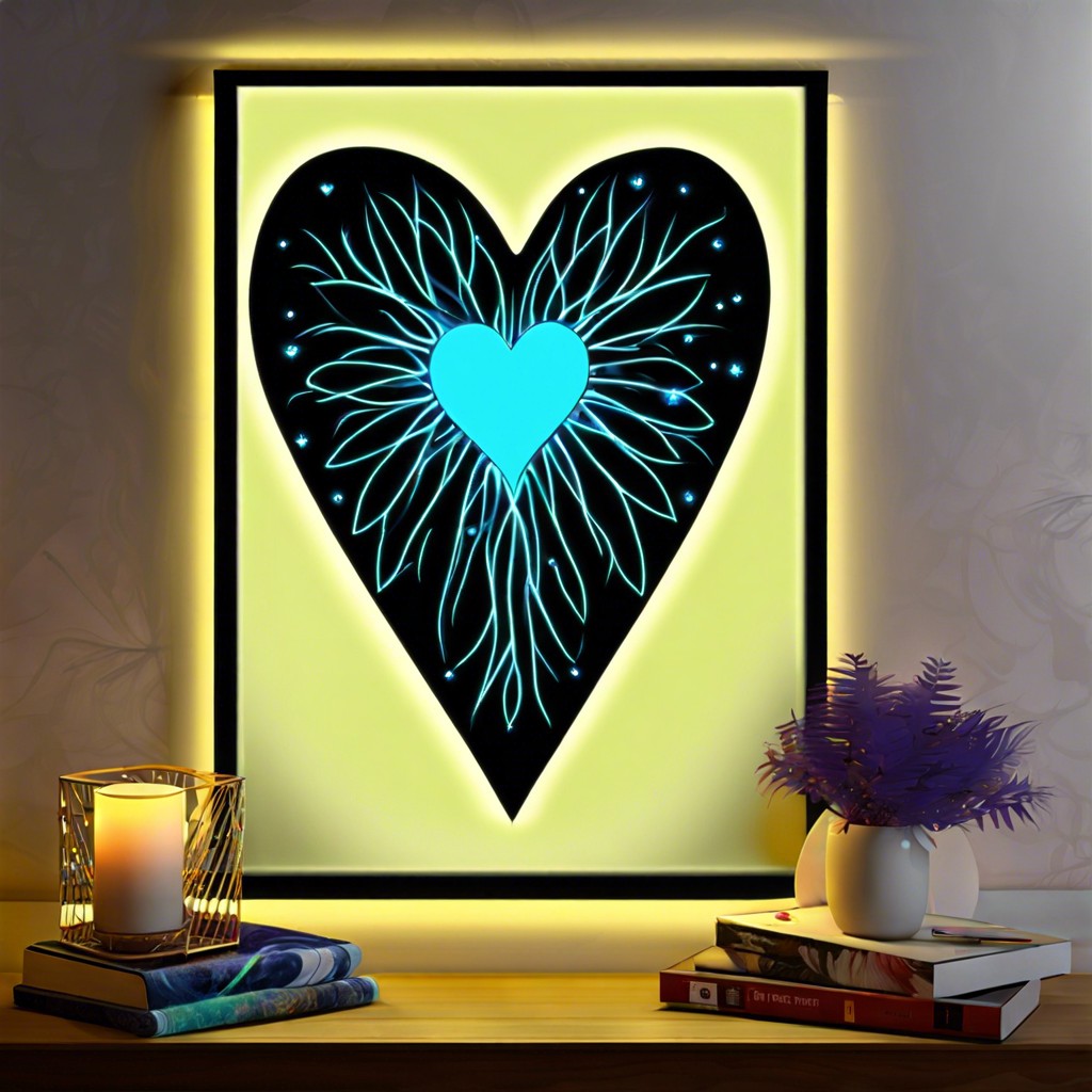 glow in the dark heart painting