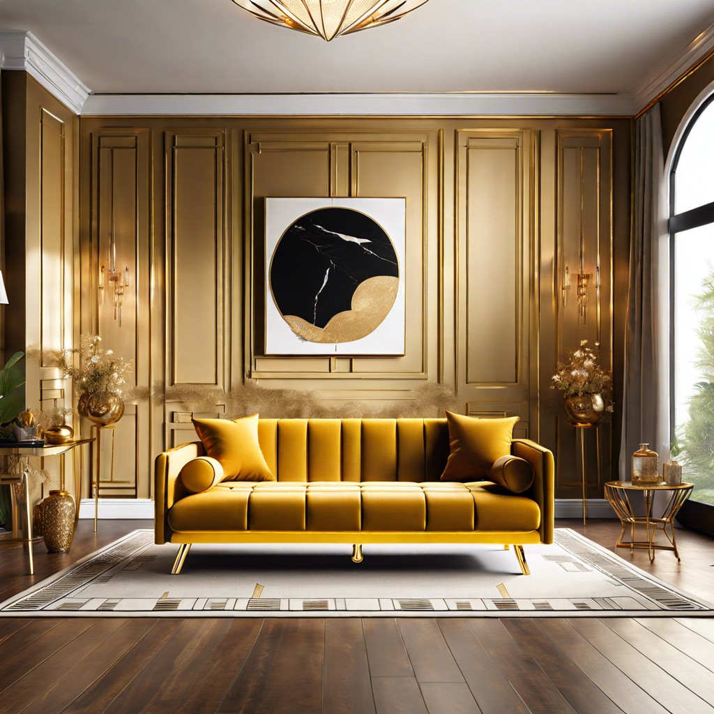 gold linen modern futon
