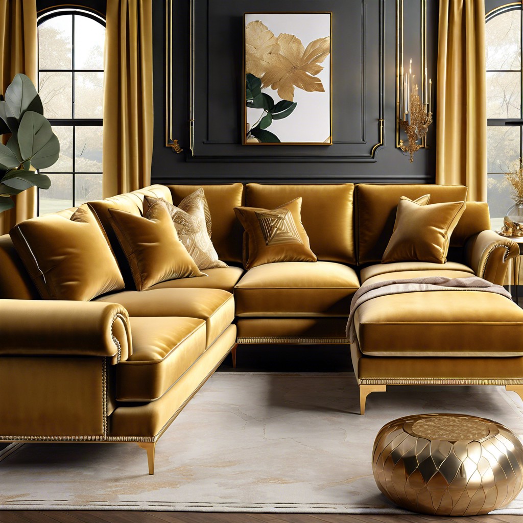 gold velvet sectional sofa