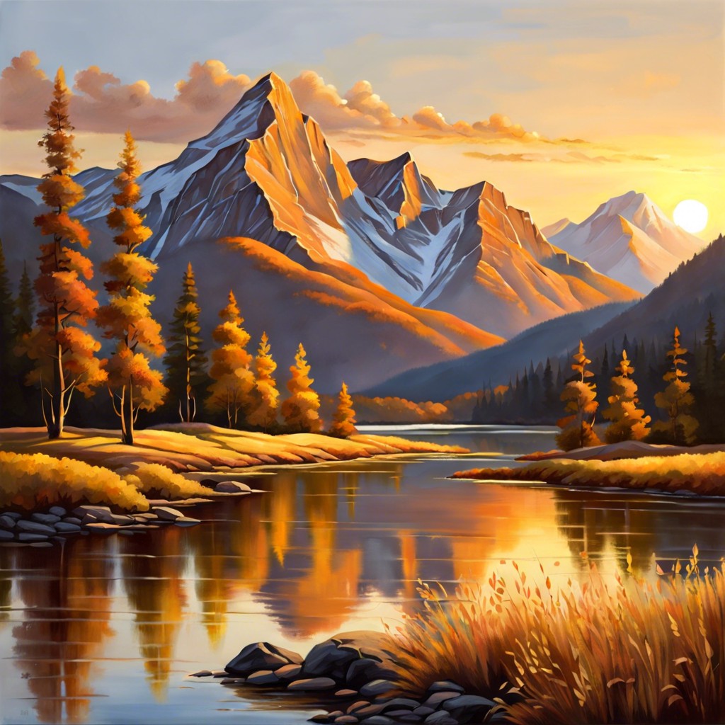 golden hour mountain scene