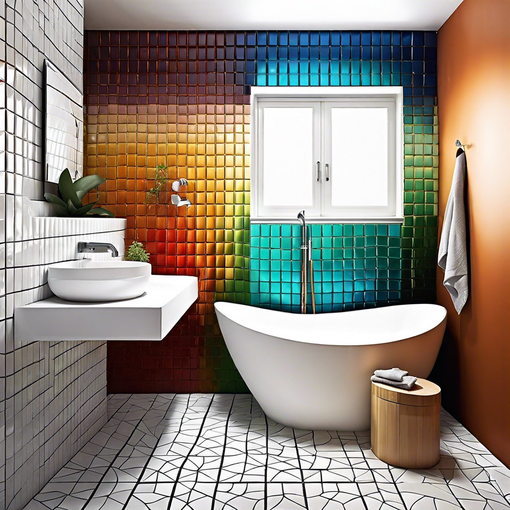 gradient color tiles for a unique visually striking wall