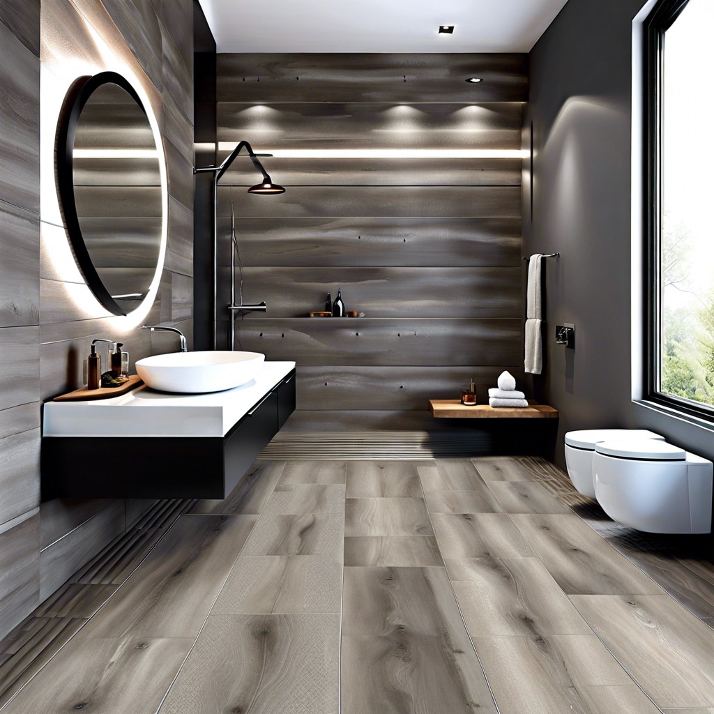 grey wood look porcelain tiles