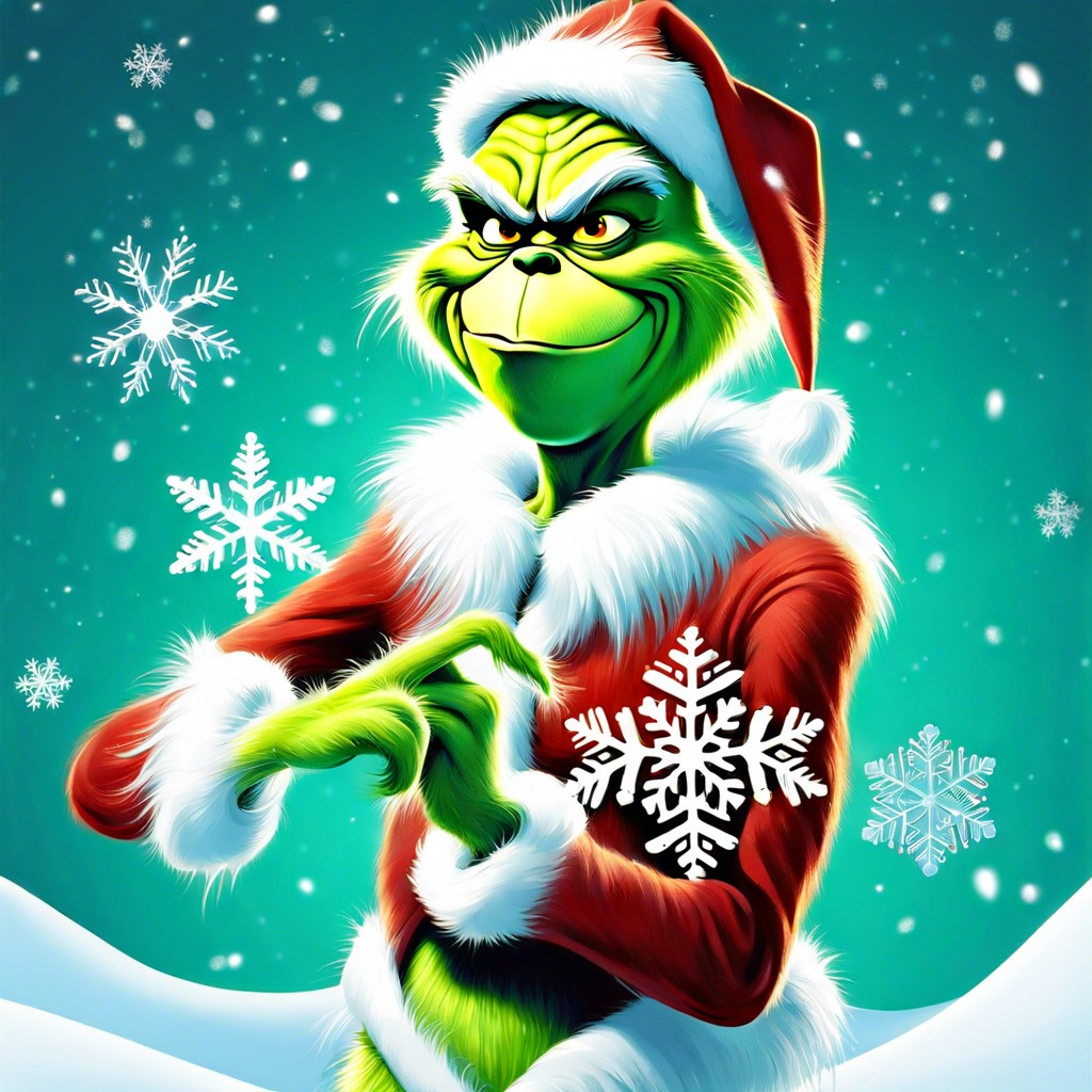 grinch holding a snowflake