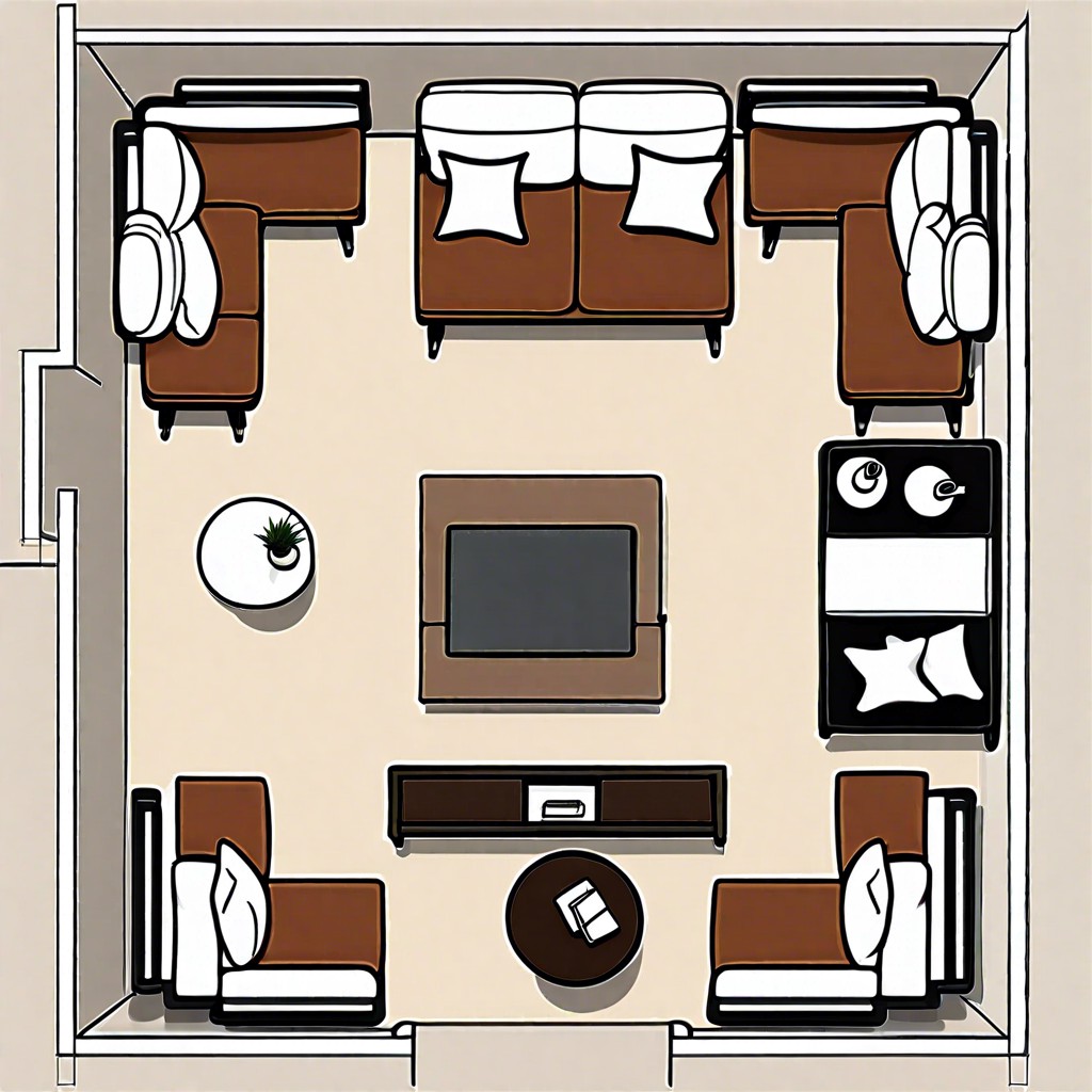 h shape for dual conversation areas