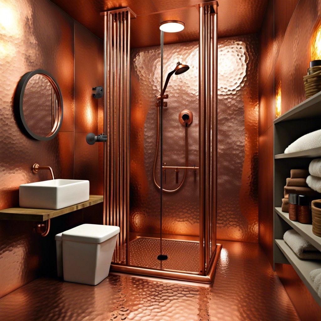 hammered copper tiles for showers