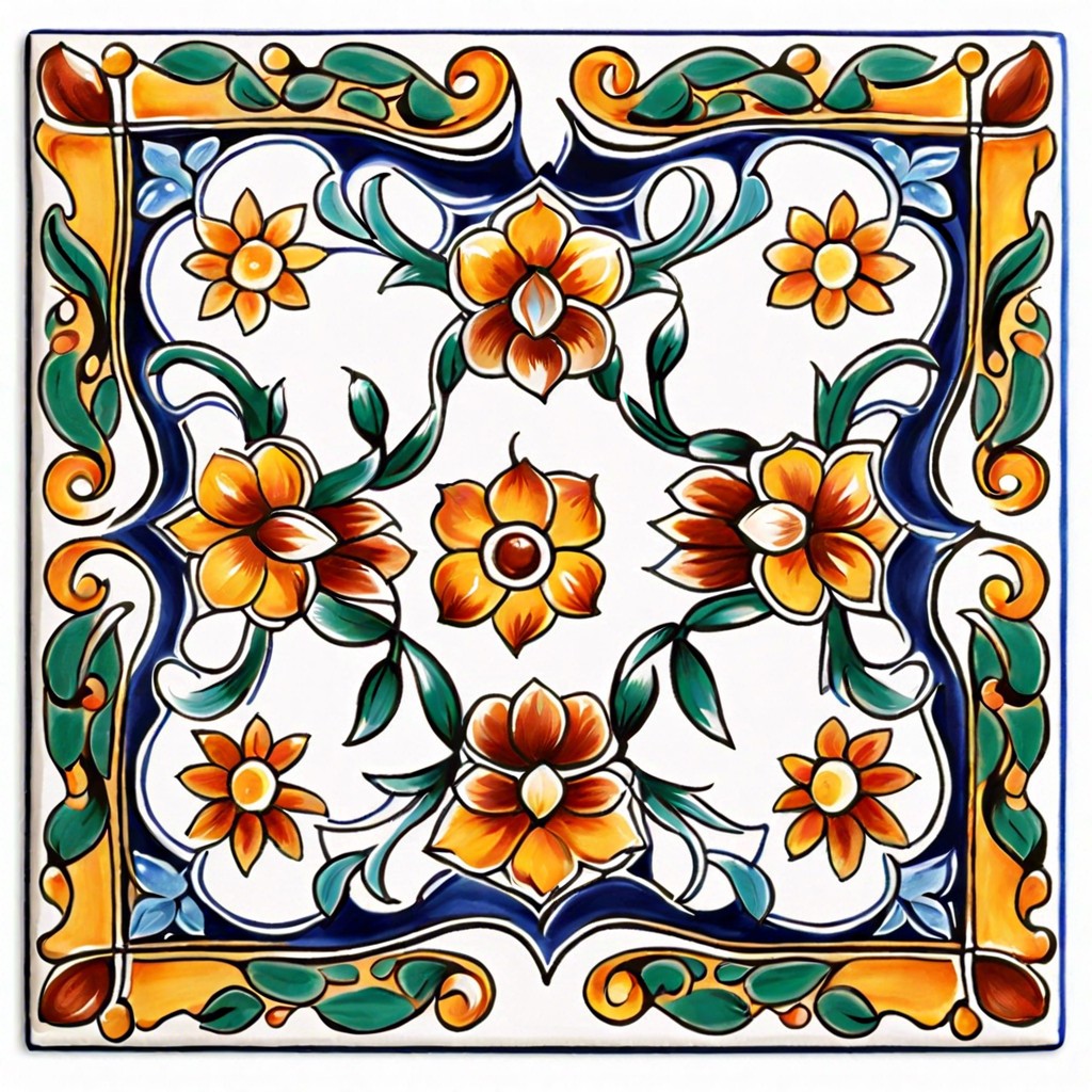 hand painted ceramic tile border