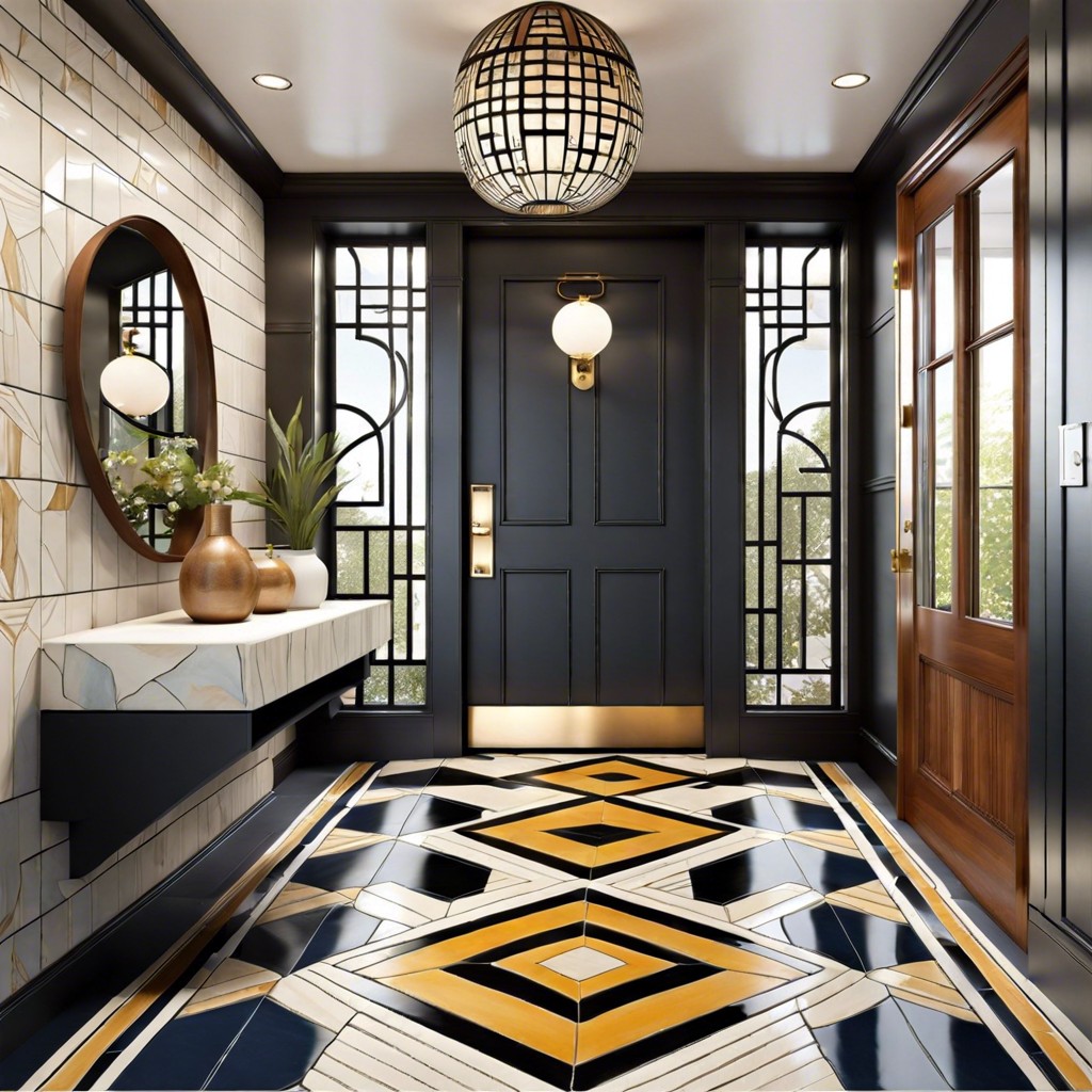 hand painted ceramic tiles in art deco style