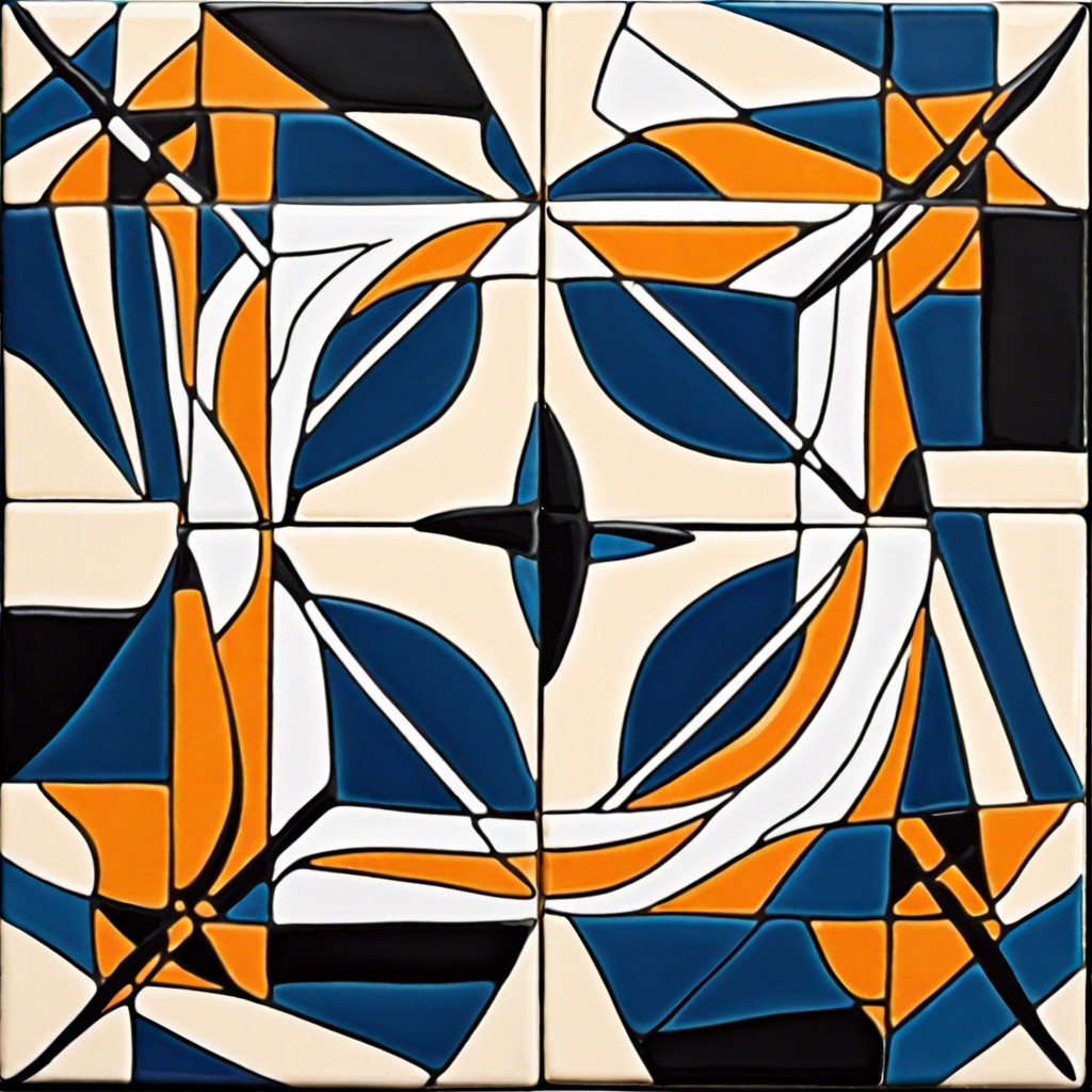 hand painted ceramic tiles with abstract designs