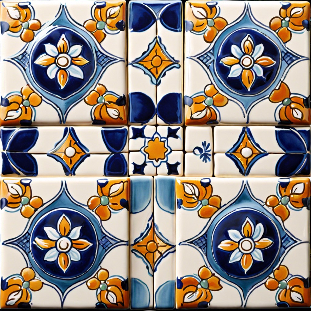 hand painted ceramic tiles with mediterranean patterns