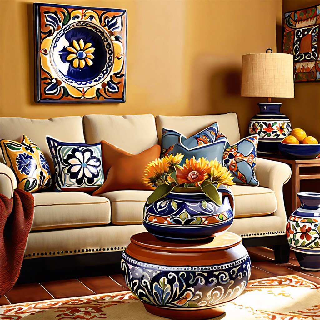 hand painted talavera pottery accents