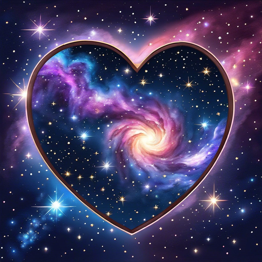 heart shaped galaxy painting with stars