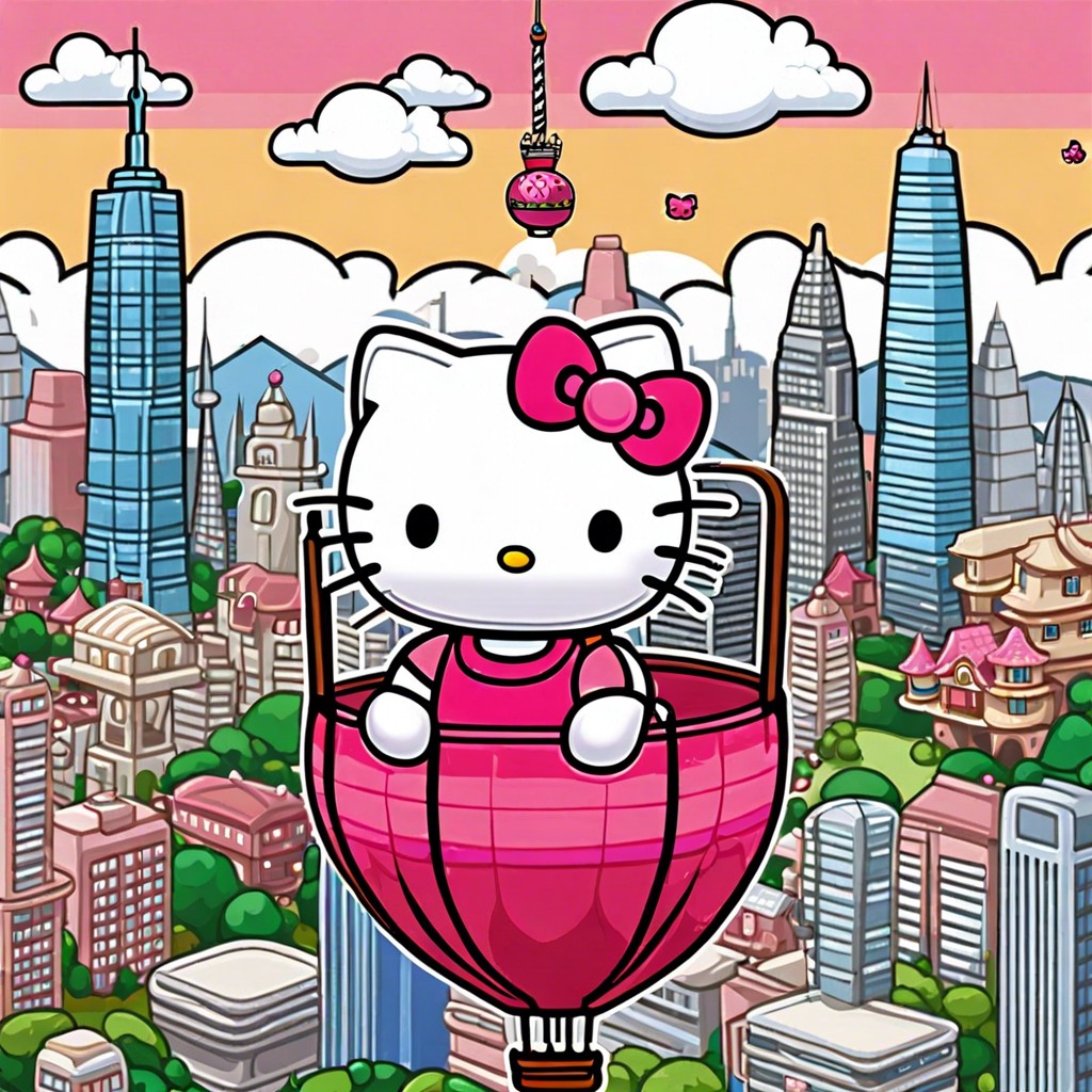 hello kittys balloon ride over the city