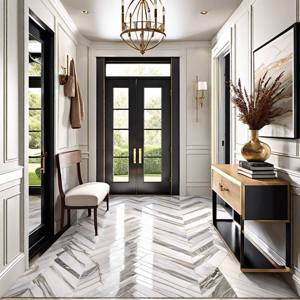 herringbone marble tiles