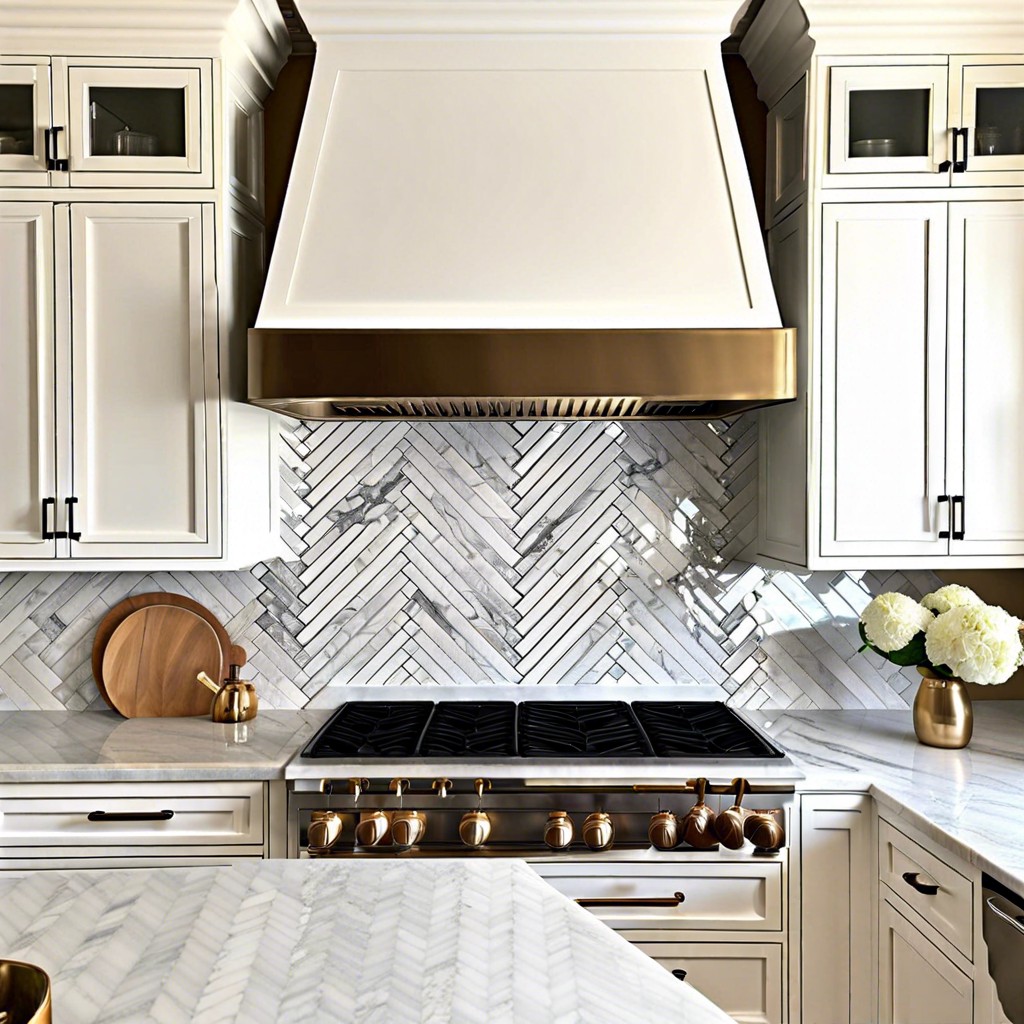 herringbone marble tiles