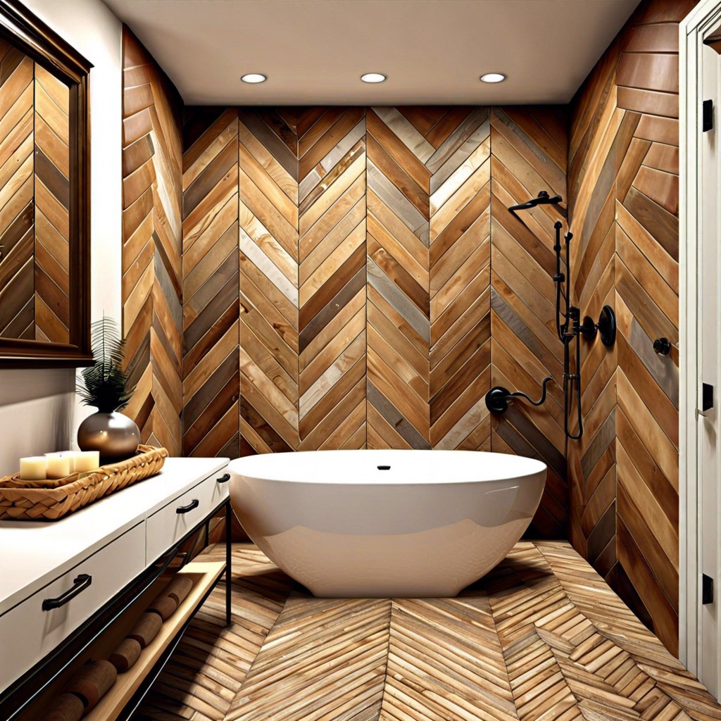 herringbone or chevron patterns in muted colors