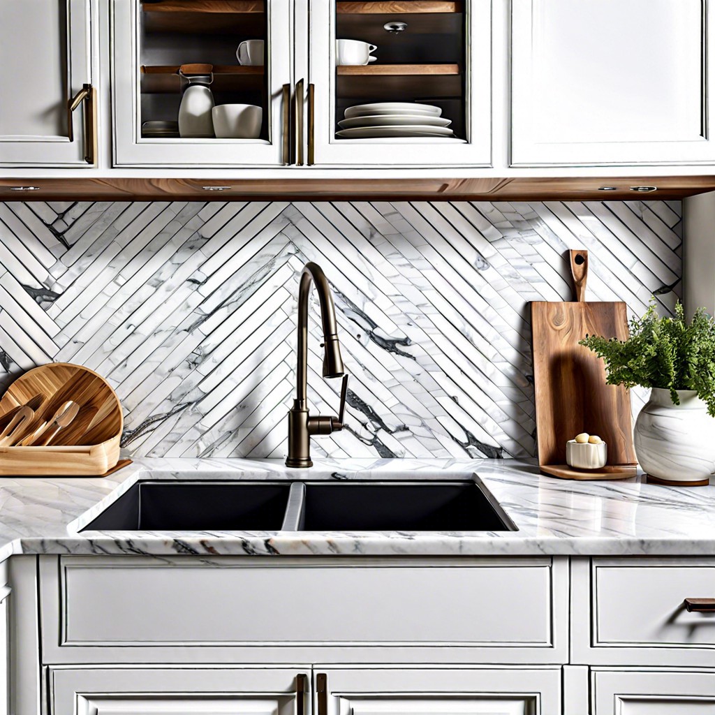 herringbone pattern carrara marble