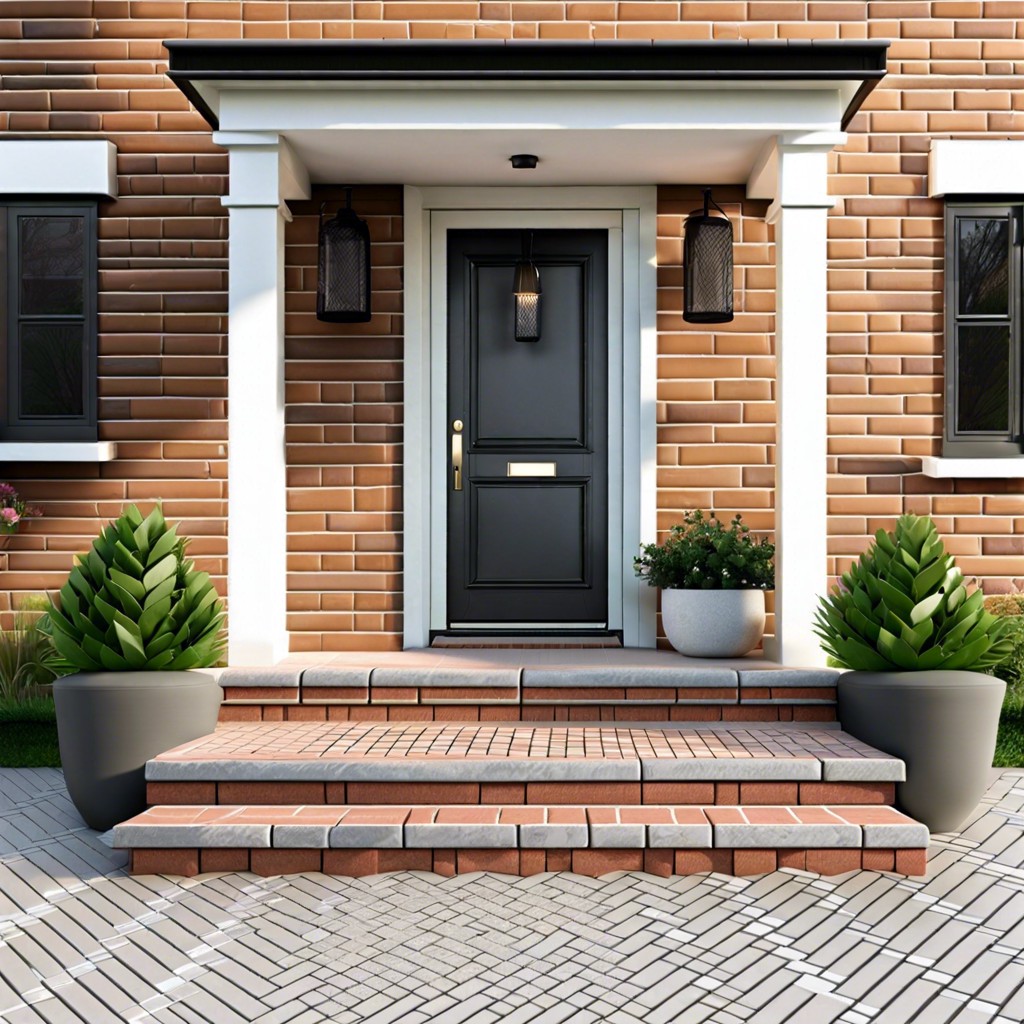 herringbone pattern with brick or stone tiles