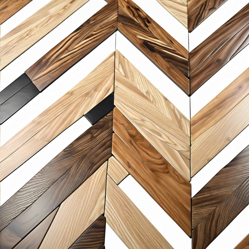 herringbone pattern with mixed wood tones