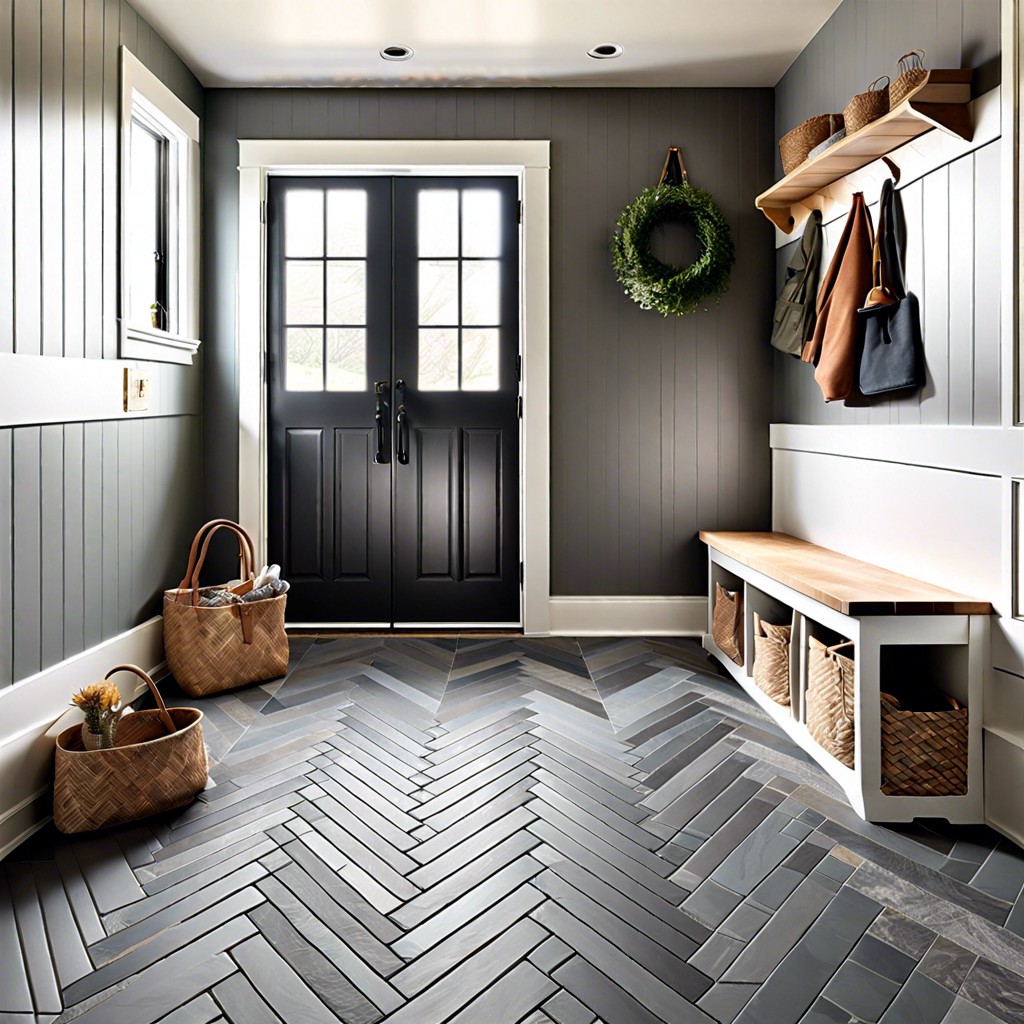 herringbone slate tiles