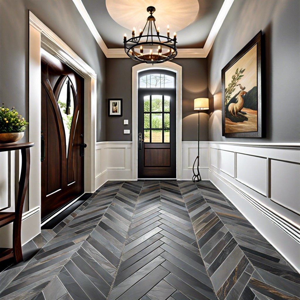 herringbone slate tiles