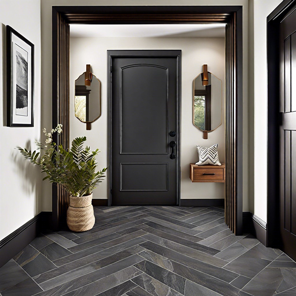 herringbone slate tiles