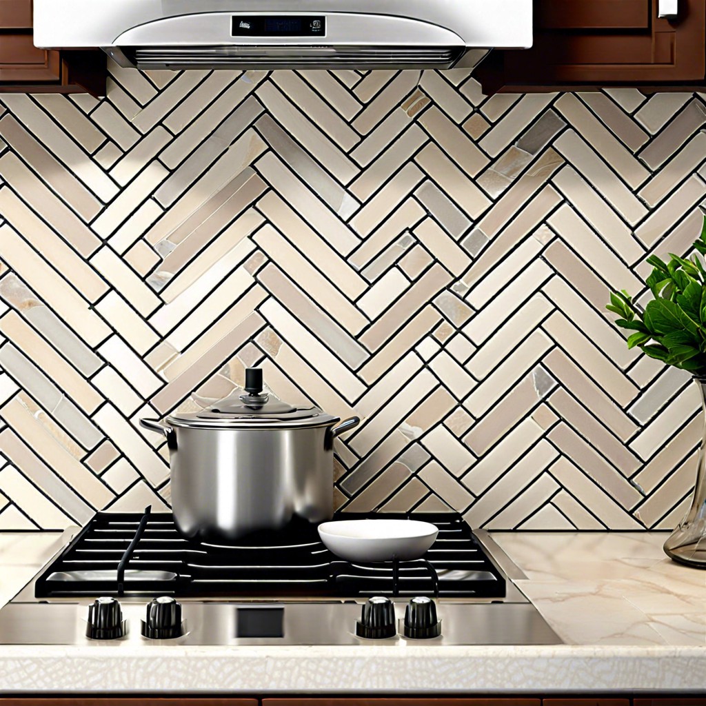 herringbone with a twist classic pattern using tiles of varying shades and finishes