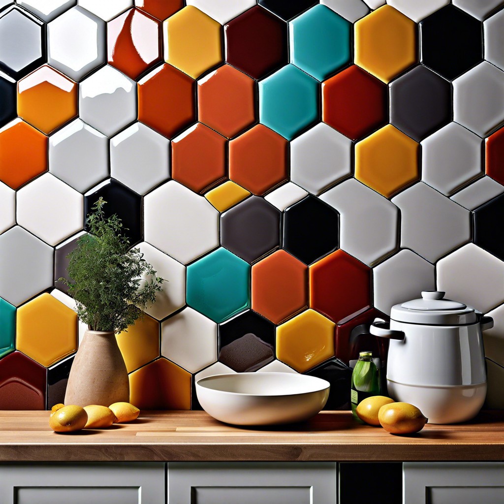 hexagon tiles in bold colors