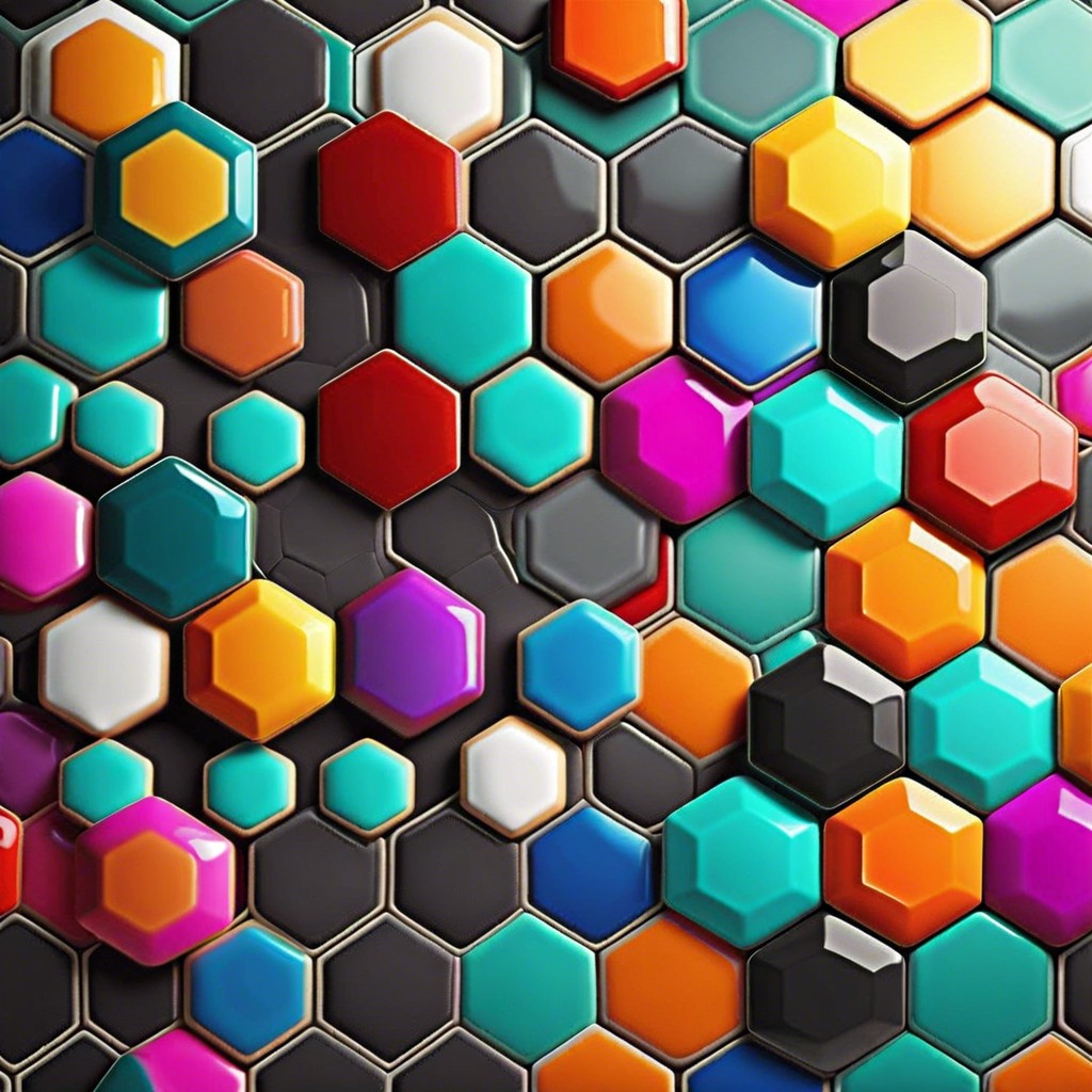 hexagon tiles in multiple colors