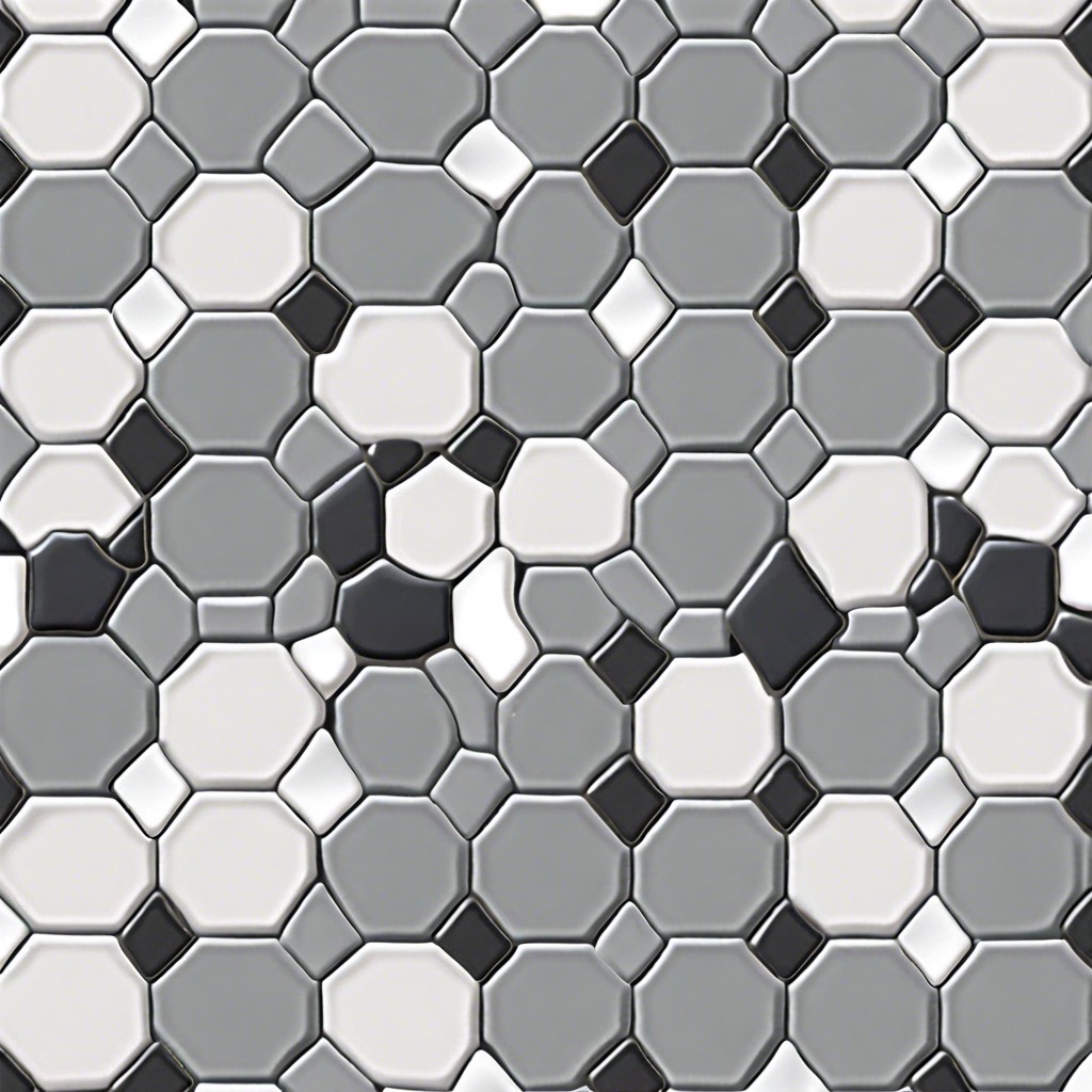 hexagonal grey mosaic tiles