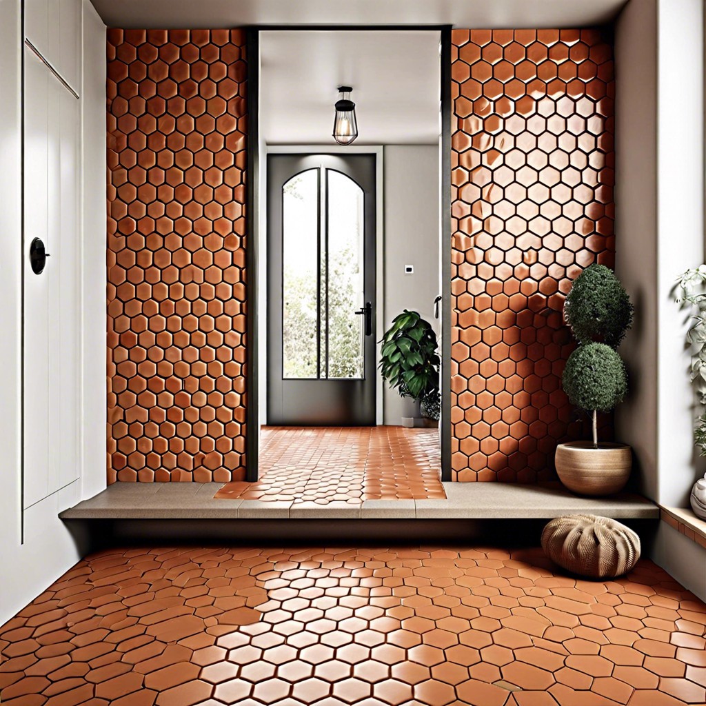 hexagonal terracotta tiles