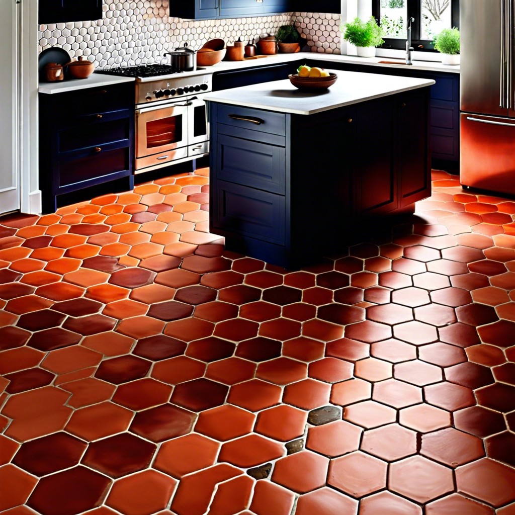 hexagonal terracotta tiles