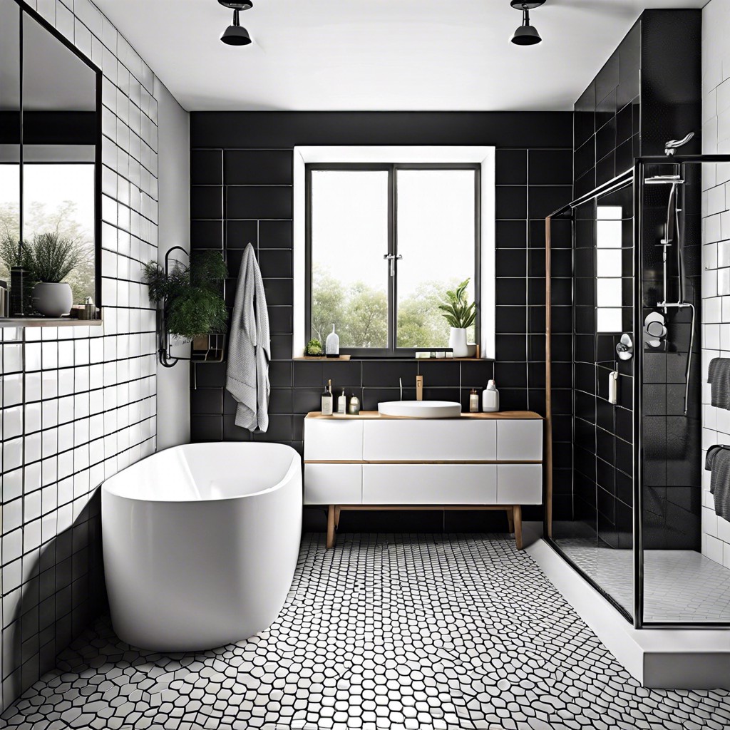 hexagonal tiles in monochrome shades