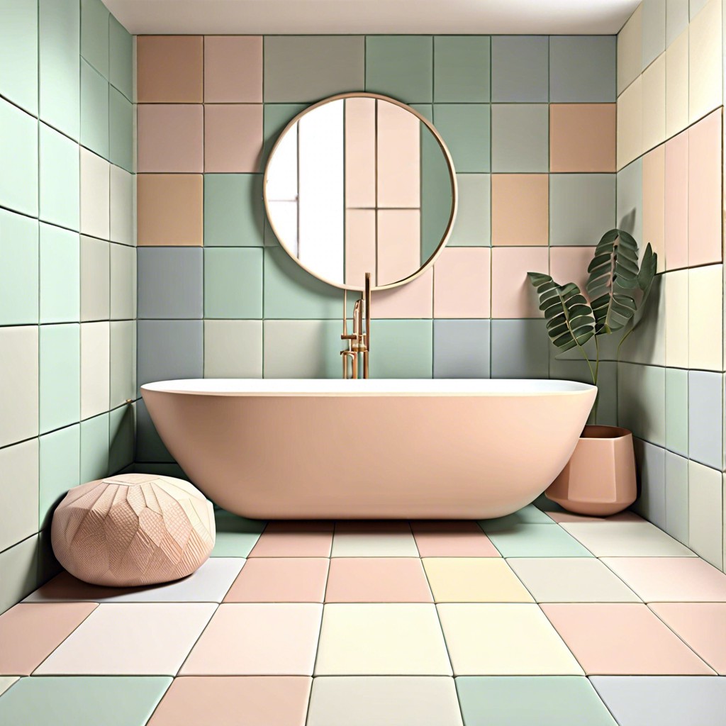 hexagonal tiles in muted pastels