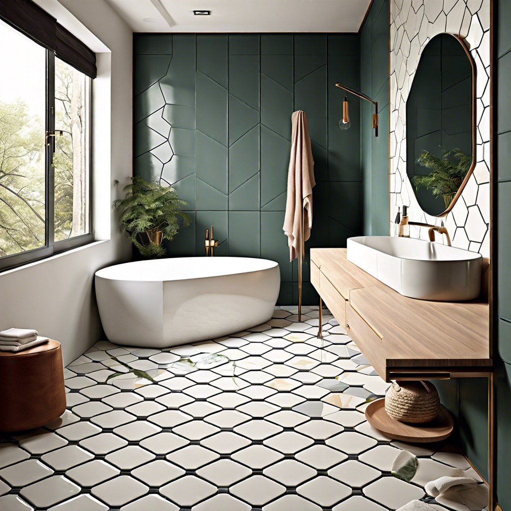 hexagonal tiles use hexagonal porcelain tiles for a modern geometry inspired theme