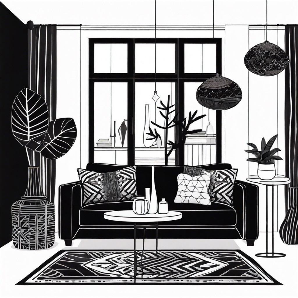 high contrast mix black and white patterns and textures for a dramatic effect