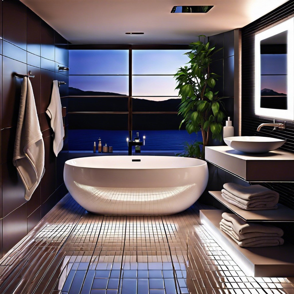 high tech haven smart white tiles with led lit edges and modern tech features