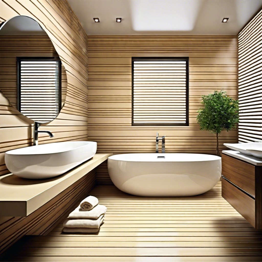 horizontal striped walls with various shades of beige