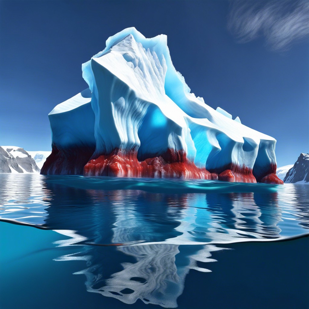 iceberg scene reveals hidden underwater details when warmed