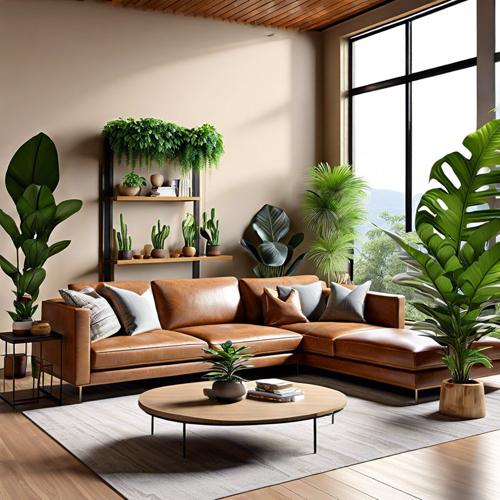 include greenery with large indoor plants for freshness