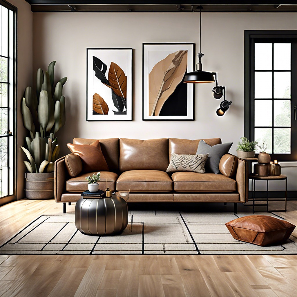 industrial style with leather and metal details