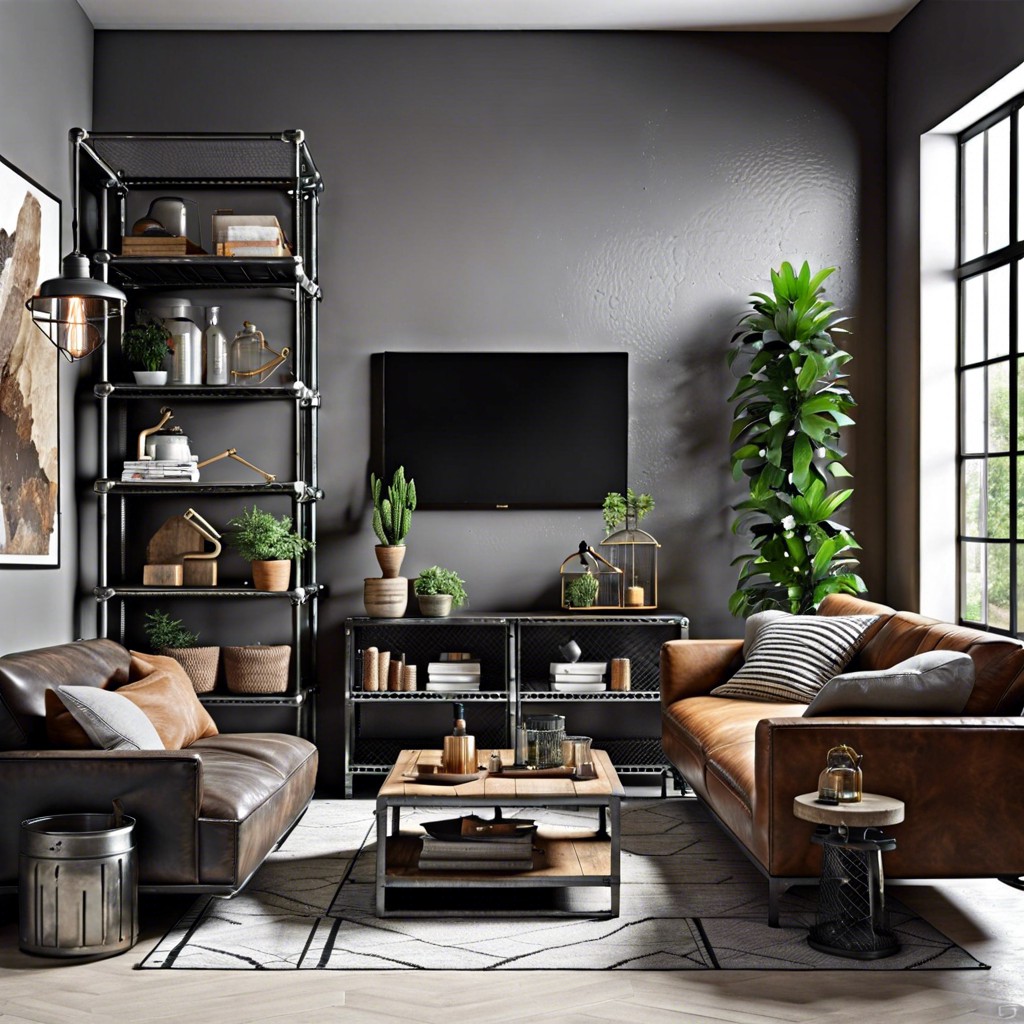 industrial style with metal shelving