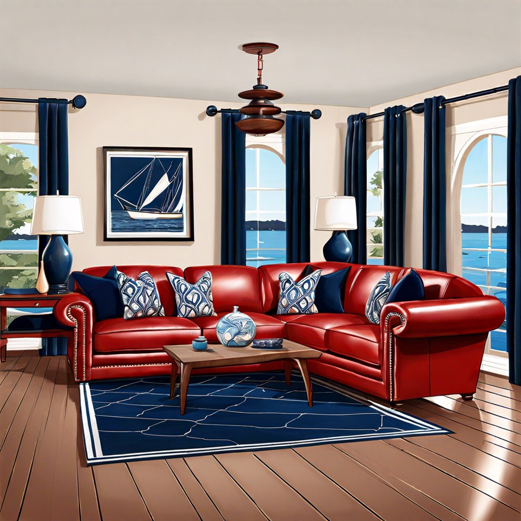 integrate navy accents for a nautical theme